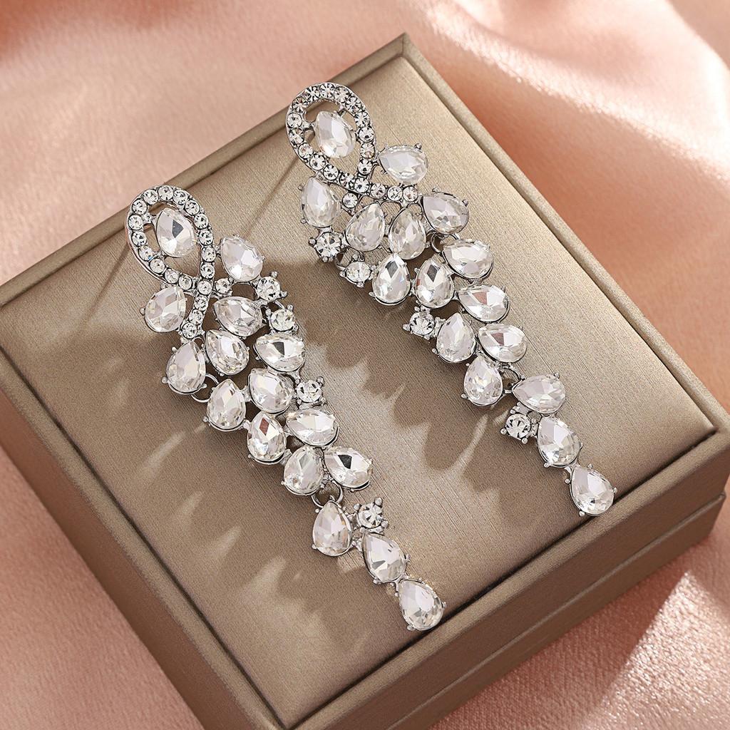 Alloy Geometric Drop Earrings For Women With Tassel Design And Elegant Style