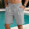 Men's Casual Shorts Cotton Elastic Waist Shorts Drawstring Summer Lightweight Shorts for Men Linen Casual Beach Vacation Yoga Golf Shorts with Pockets