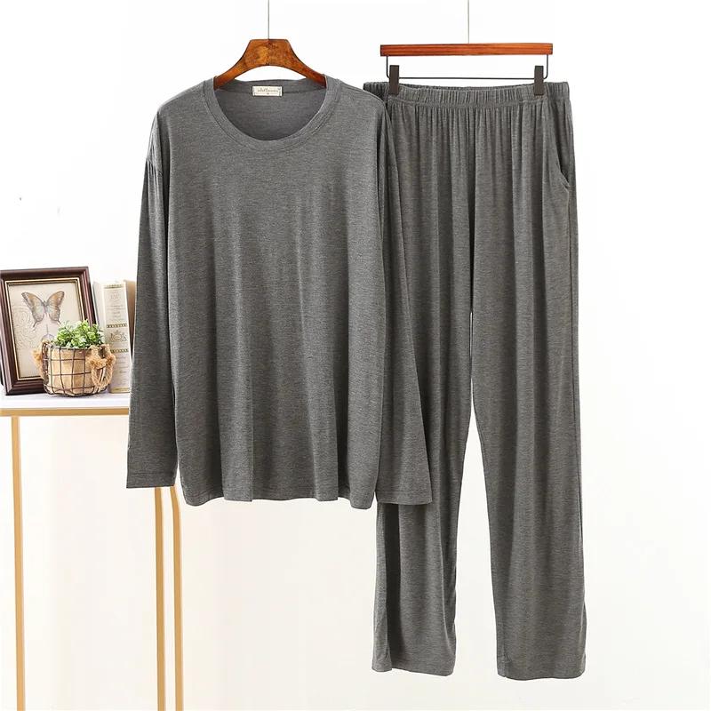 Modal Sleepwear Men's Spring and Autumn Pajamas Long-sleeved Loose Large Size Home Service Suit Men Pajama Set Sleepwear