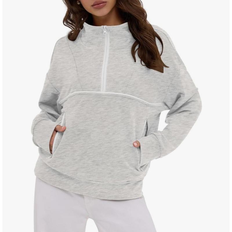 Fashionable Women's Hooded Sweatshirt Casual Pocket Top Loose Pullover