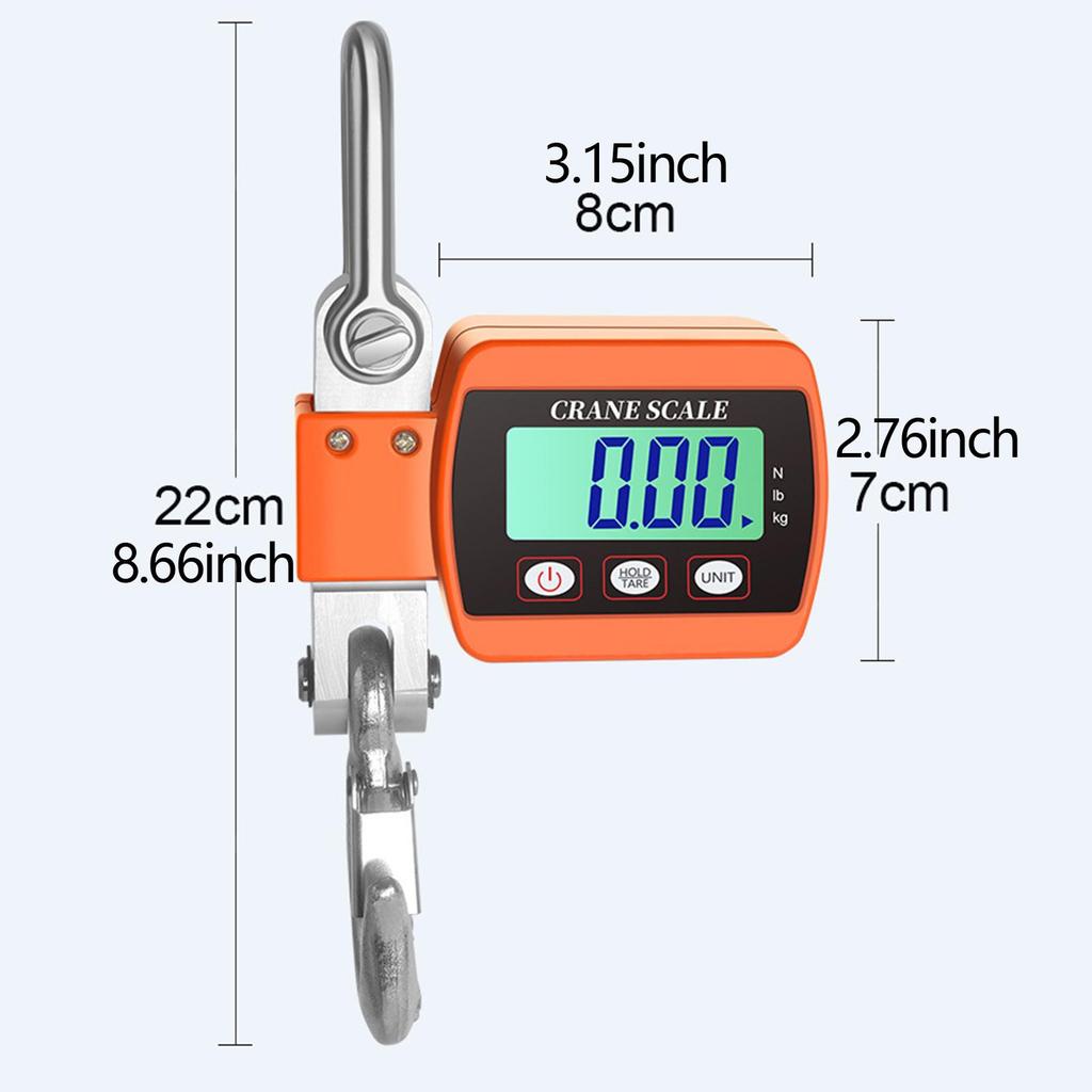 Electronic Hanging Crane Scale 0.05-500kg 3 Units Switchable Livestock Scale Portable LCD Screen for Construction Heavy Duty