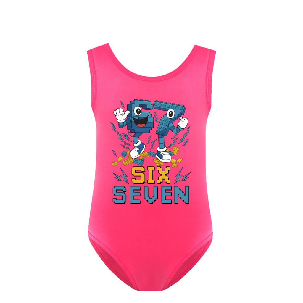 

5230 Kids Girls Steal a Brainrot 67 Six Seven Print Ruffle Swimsuit Swimming One-piece Bodysuit Swimwear 160cm