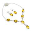 Natural Citrine Gemstone Handmade 925 Sterling Silver Jewelry Necklace 18" ASN-6075