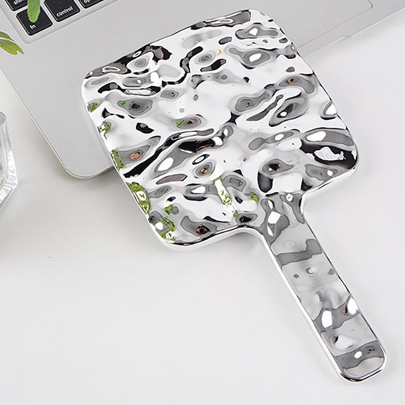 INS Liquid Shape Square Makeup Mirror Irregular Water Ripple Hand-Held Desktop Cosmetic Mirror Mini Travel Portable Mirror