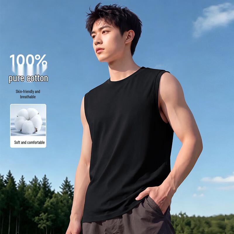 

Xue Zhong Fei Men s 2026 Summer Heavyweight Cotton Sleeveless T-Shirt 2XL