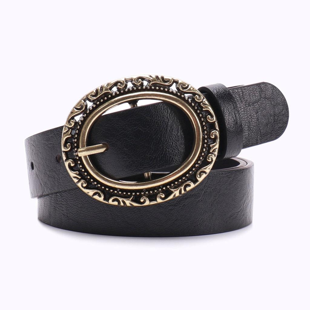 Vintage Retro Dress Belt With Oval Buckle For Casual And Formal Wear