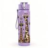 1PC Giraffe Family Sketch Art Print 750ml Color Plastic Sports Water Bottle Leakproof Flip Straw Lid Suitable for Sports Office Home Use