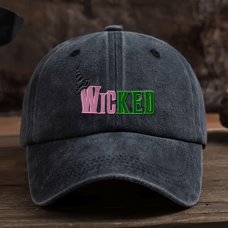 Women'S Retro Wicked Musical-Inspired Baseball Cap - Adjustable Snapback With Wicked Lettering & Elphaba-Inspired Graphic