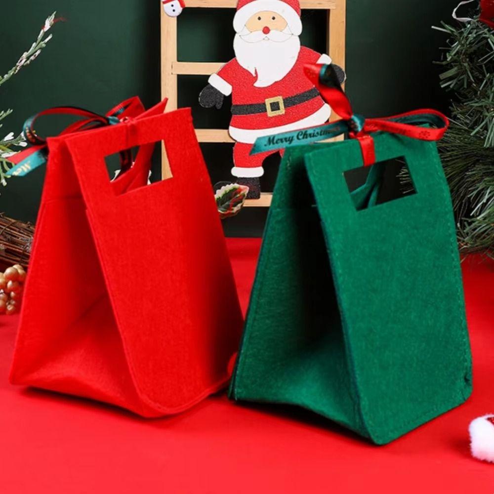 2PCS Thickened New Year Gift Bag Red Green Christmas Apple Bag Christmas Gift Bag Home Decoration