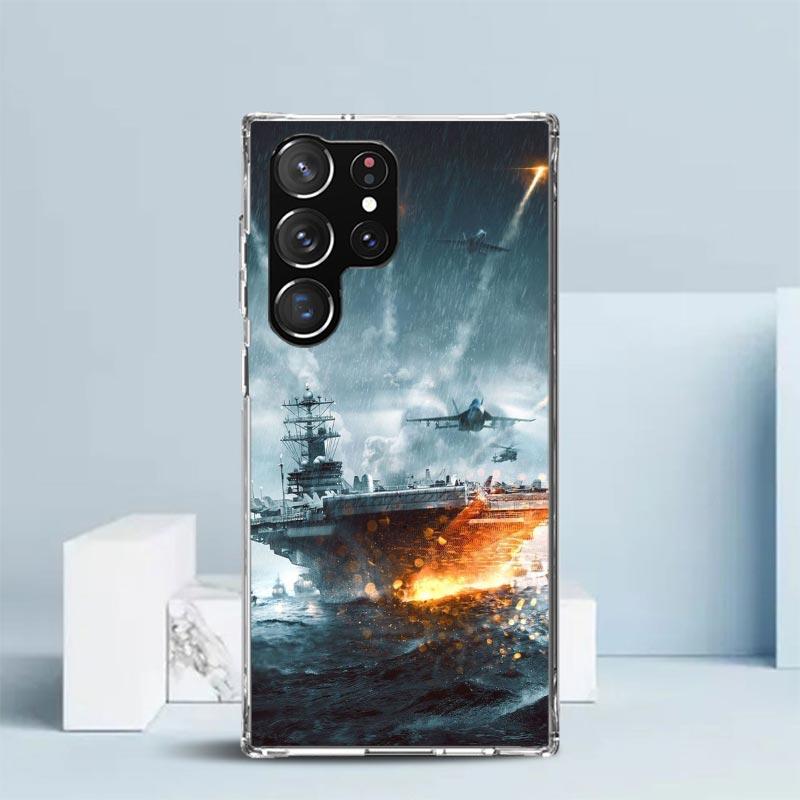 Military Aircraft Warship Fighter Phone Case For Samsung Galaxy S24 S25 Edge S26 Ultra S22 S23 Plus S21 + S20 FE Soft TPU Back C