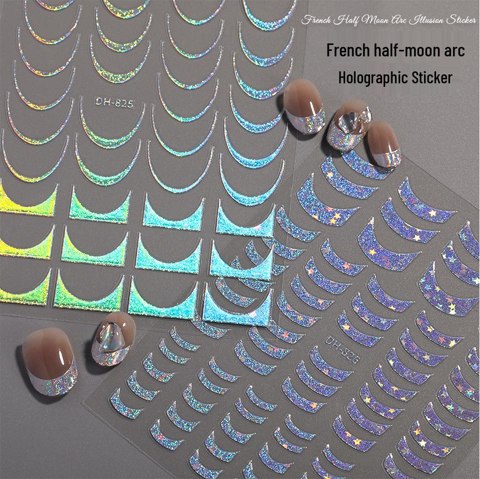 Self-Adhesive Gold & Silver Foil French Nail Stickers In Trendy DH Style