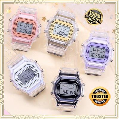Trendy Transparent Square LED Sports Watch, Waterproof and Unisex for Students