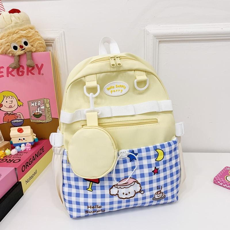 School bag new love primary school students 1-3 grades backpack plaid large-capacity batch