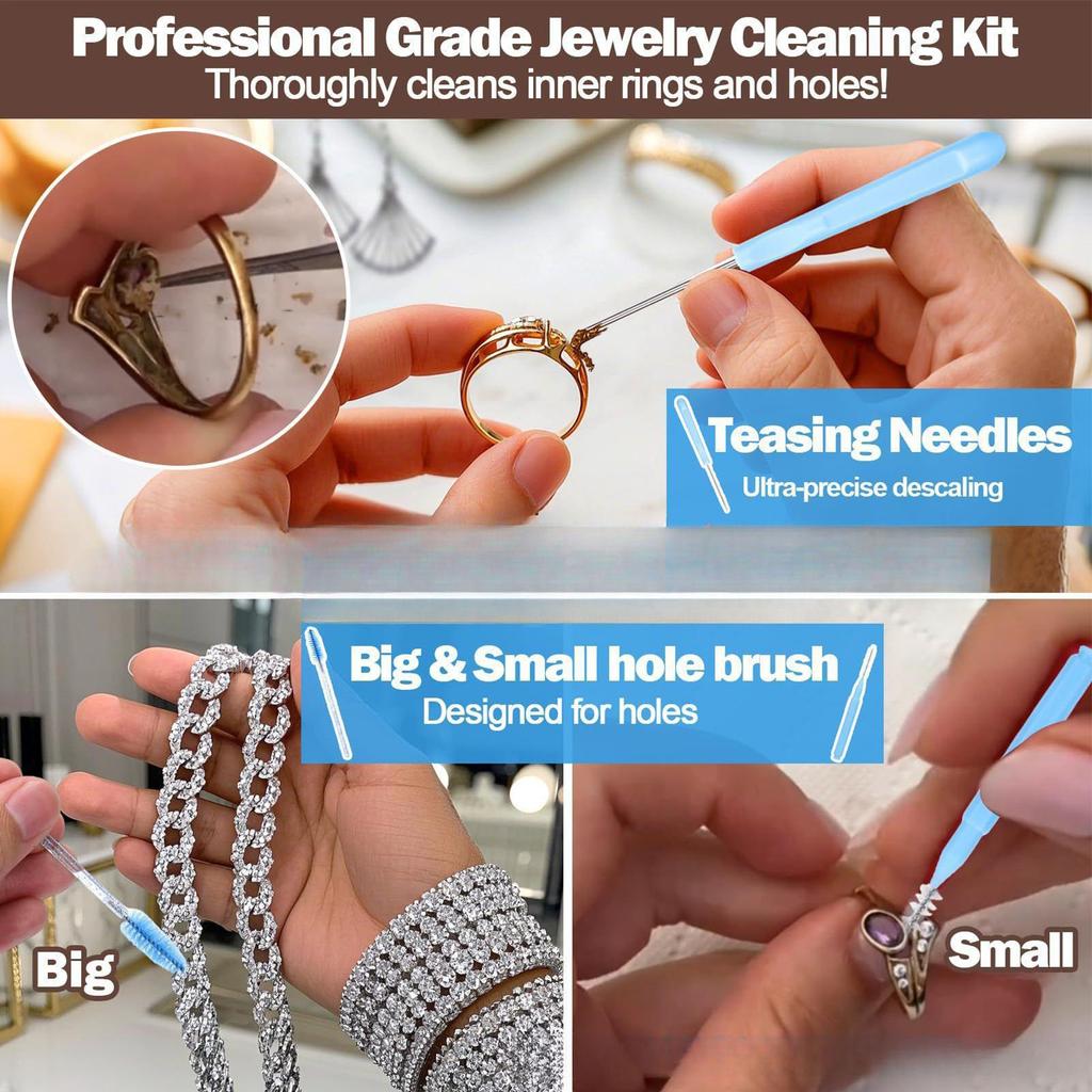 Jewelry Cleaner Tool Gentle Ring Cleaning Brush Portable Jewelry Washing Tool For Gold Sterling Silver Ring Earrings Necklaces