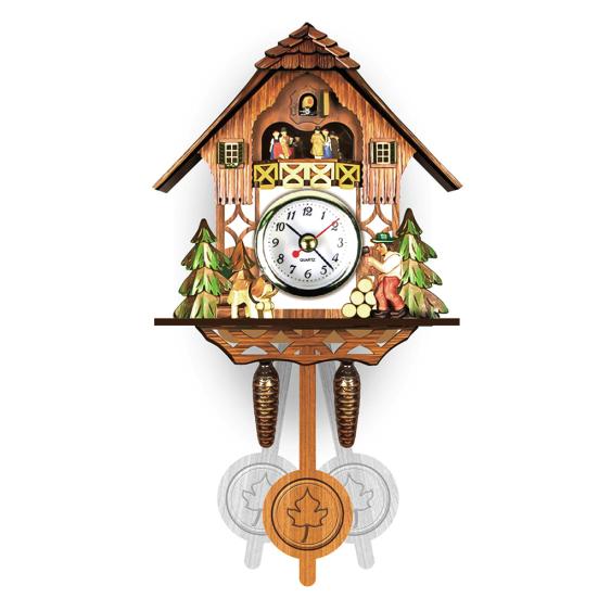 Antique Wooden Hanging Cuckoo Wall Time Alarm Clock Home Living Room Decoration