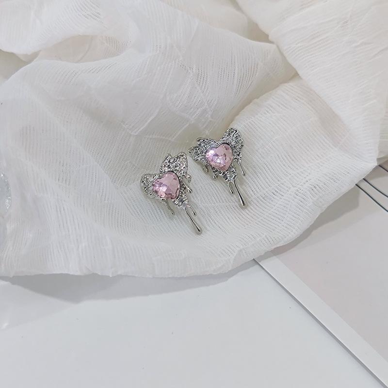 Unique earrings New sweet and cool pink lava love cold wind metal winter stud earrings