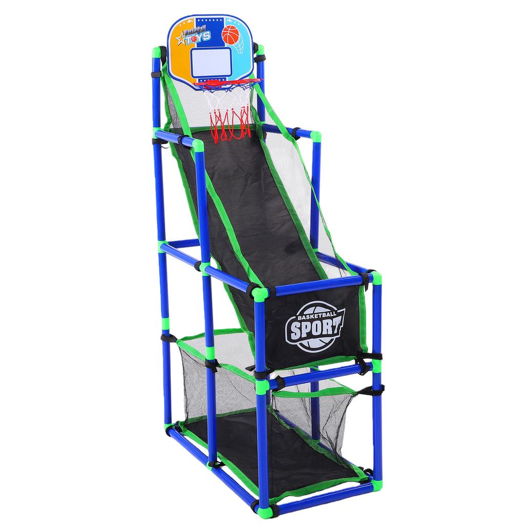 Basketball Game Set Easy Set Up Plastic Basketball Hoop with 4 Balls Air Pump for Indoor Outdoor