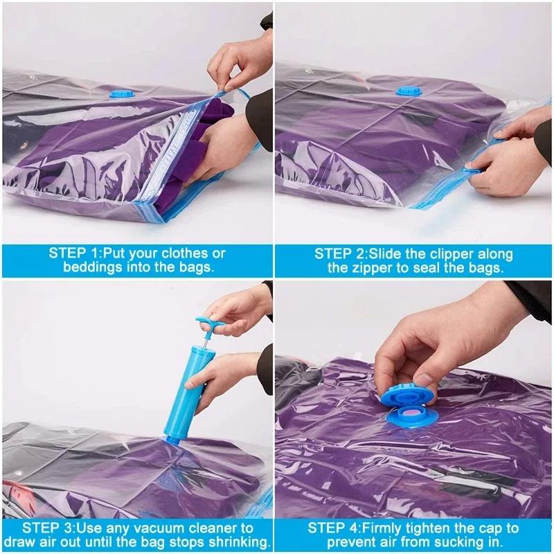 Clothes Vacuum Storage Bag Valves Transparent Edge Folding Organizer Organizers Home Organization Bags for Women Garden Makeup