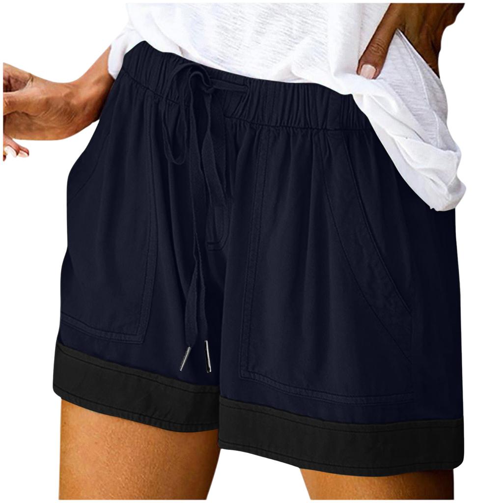 Women's Fashion Casual Elastic Waistband Pocket Drawstring Shorts