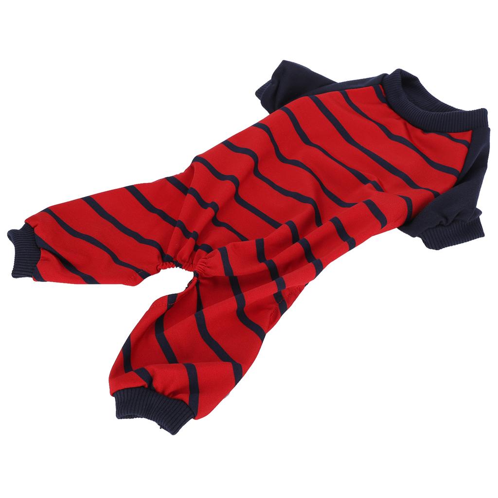 Indoor Pet Dog Jumpsuit Soft Clothes Polyester Dogs Bodysuits Long Sleeve Stripe Shirt