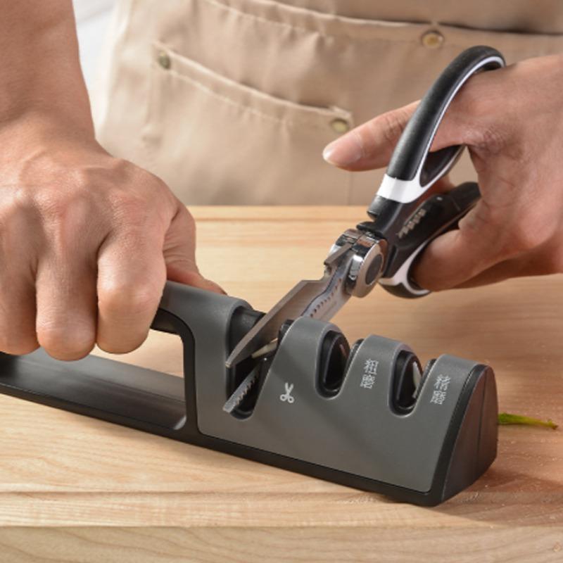 Professional Knife Sharpener Quick Edge Sharpening 3 in-1Fine & Coarse Grinding Kitchen Knife Scissor Sharpener Kitchen Supplies