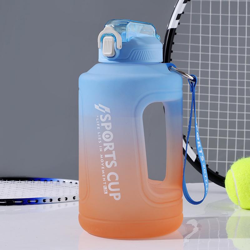 Large Capacity Frosted Sports Water Bottle with Straw - Temperature Resistant Portable Travel Cup for Men
