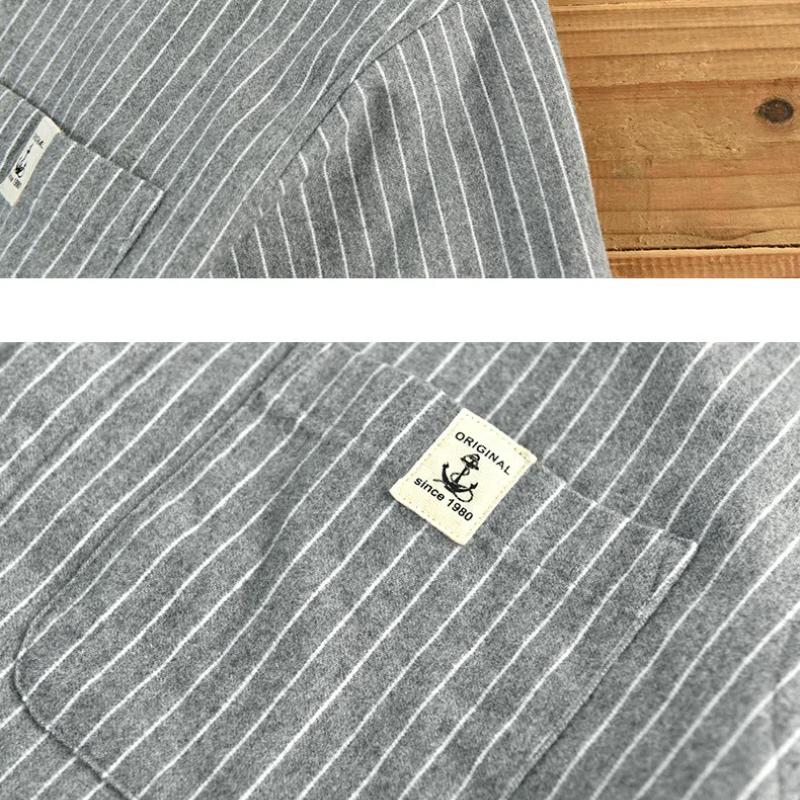 Winter Warm Men Shirt Daily Casual Men Tops Korean Style Striped Fleece Shirt Lapel Collar Brushed Button Up Shirt