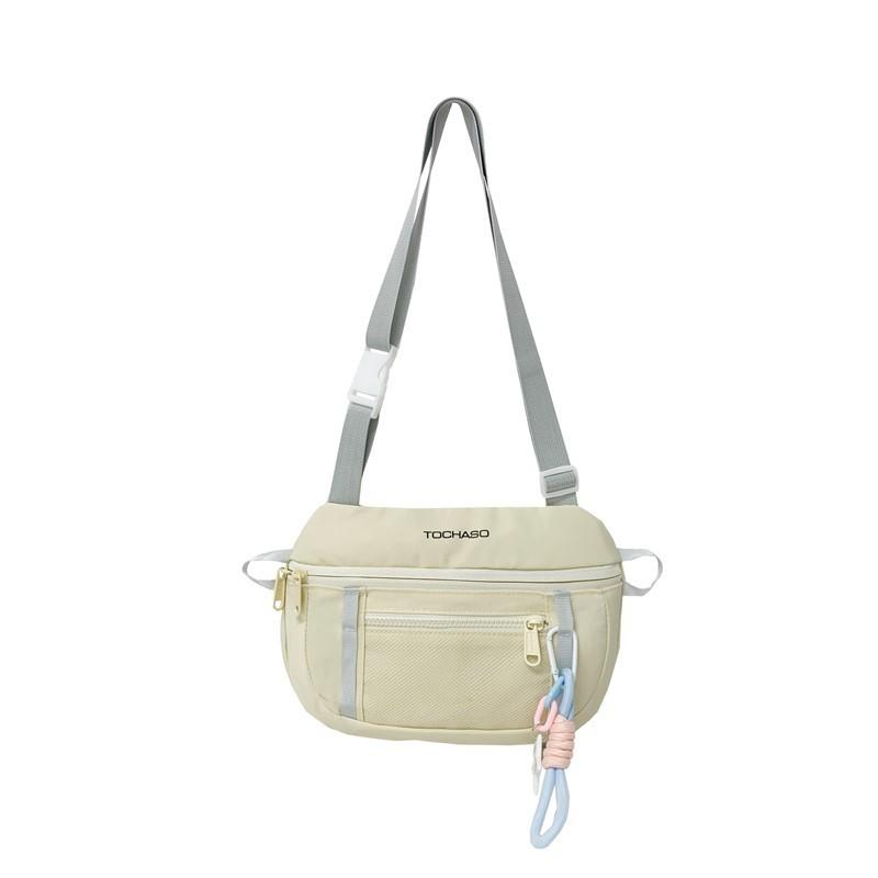 Blocking Fashionable Color Design Letter Printed Kid Shoulder Bag With Pendant