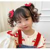 2pcs Cute Baby Wig Hairpin Kids Headwear Red Bowknot Hairclip Children's Bow Wig  New Year Festive