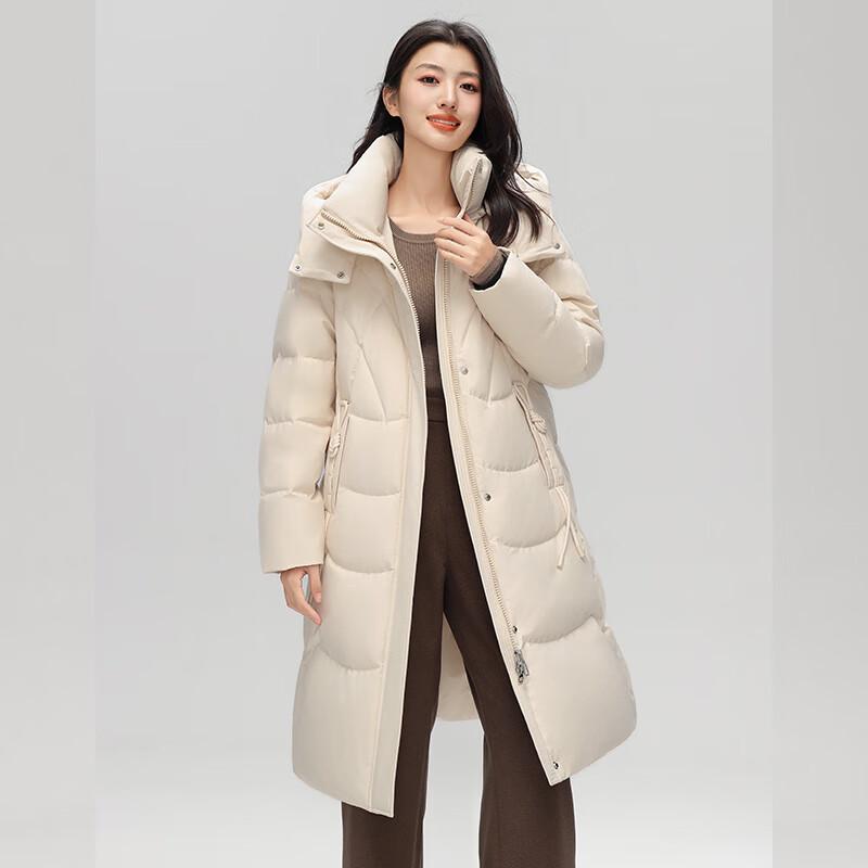 Fengmao Women's Mid-length Down Jacket with Removable Hood