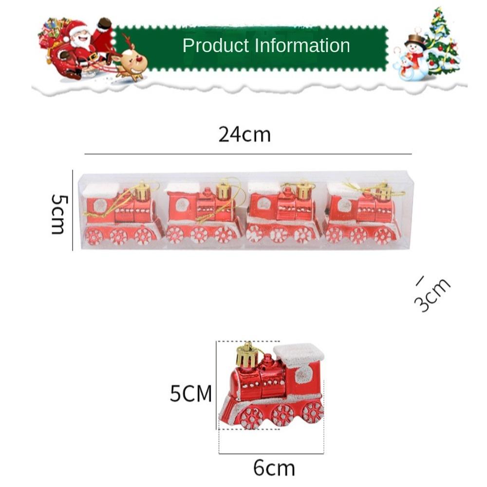 4PCS/Box Small Car Train Christmas Gifts Boxes Pendant DIY Crafts Painted Christmas Decorations