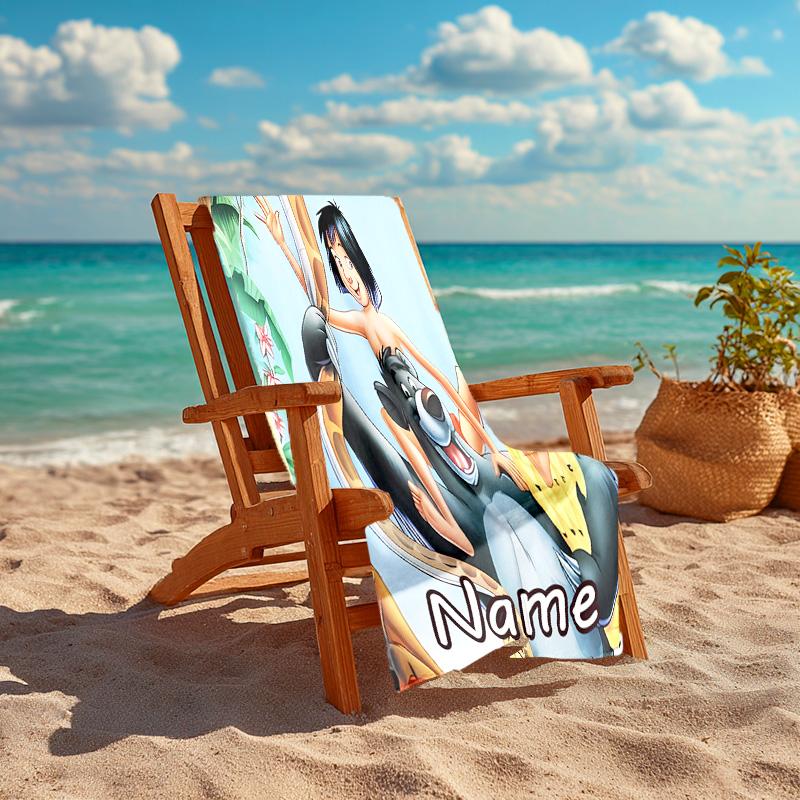 Personalized customized proof beach towel with The Jungle Book pattern - soft, absorbent,quick-drying,perfect swimming,camping&bathing