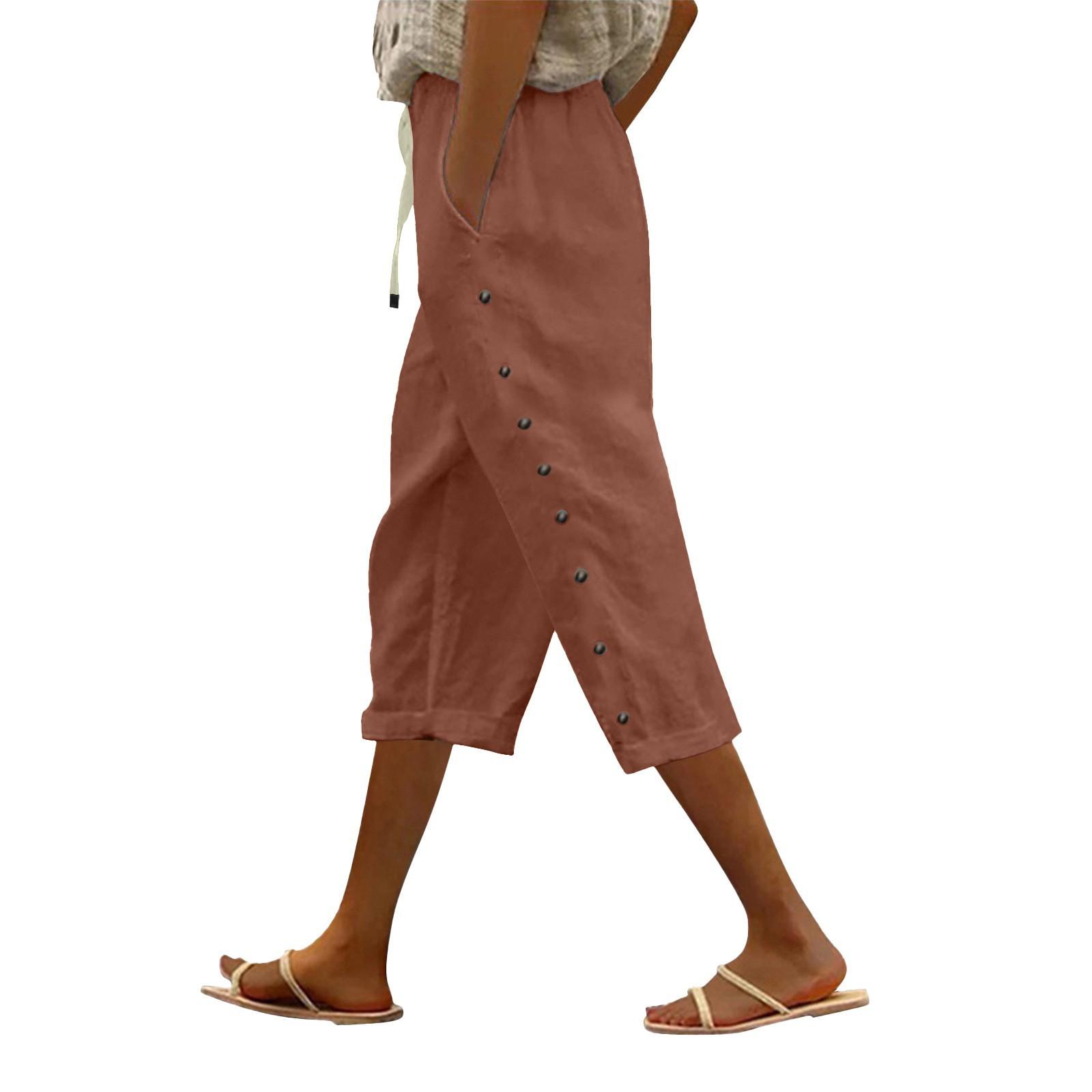 

Женские повседневные брюки с застежкой сбоку, модные, мешковатые, с эластичной талией, прямые, удобные брюки с карманом M