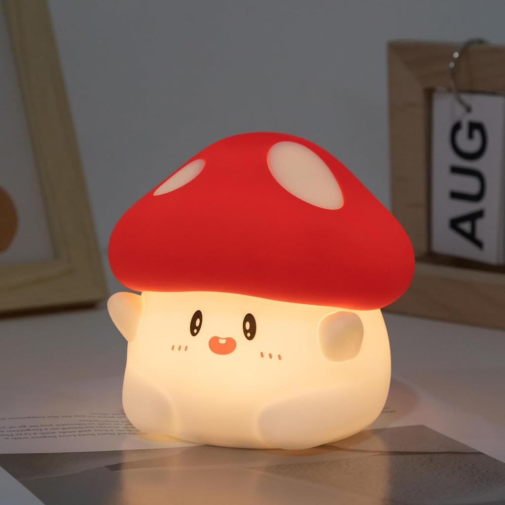 Hug Mushroom Lamp, Cute Mushroom Night Light, 2 Levels Dimmable Night, LED Squishy Night Light for Kids Sleep, Rechargeable Bedside Touch Silicone