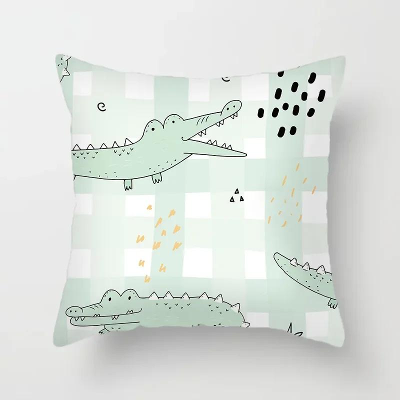 45X45cm Cute Cartoon Animal Pillowcase Elephant Crocodile Sofa Cushion Cover Decoration Kids Bedroom   Home Decor