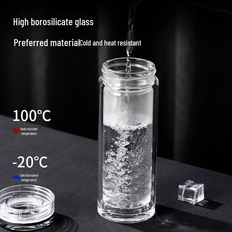 Deli 410mL Double-Wall Glass Cup with Tea Infuser