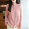 Zipper Cardigan Women's Autumn and Winter Thick Cable Sweater Cardigan Women's Warm Knit Women's Clothes
