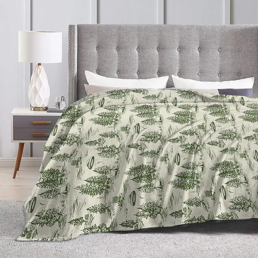 Green Alien Abduction Toile De Jouy Pattern Blankets Soft Warm Flannel Throw Blanket Bedding for Bed Living Room Picnic Home