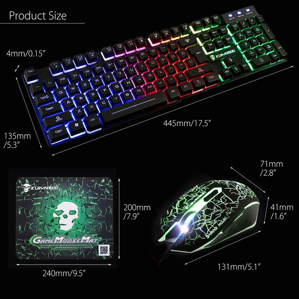 Backlight Usb Ergonomic Gaming Keyboard and Mouse Set for PC Laptop