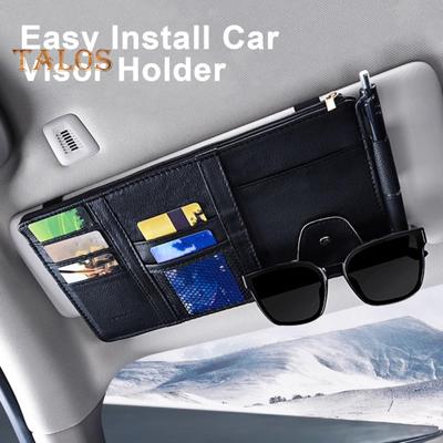 Car Sun Visor Organizer ID Card License Holder with Elastic Band Auto Sun Visor Storage Pouch Interior Organizer for Car SUV Truck