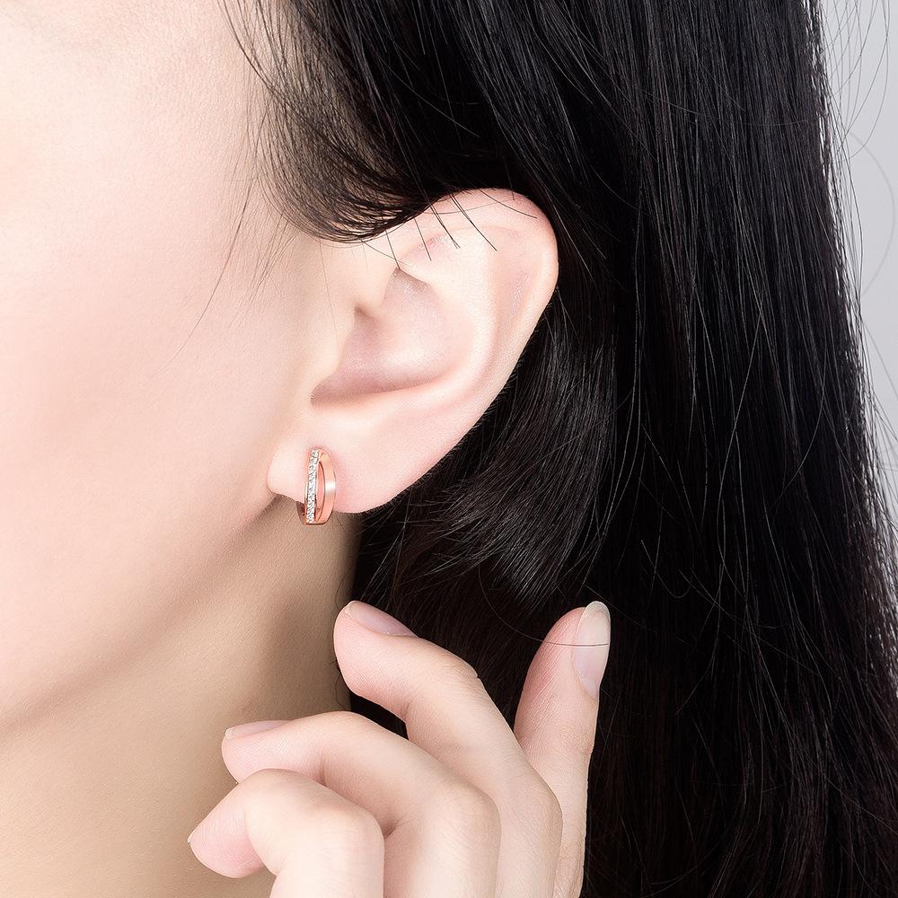Female Zircon Simple, Compact, Interlaced Hollow Charm Earrings