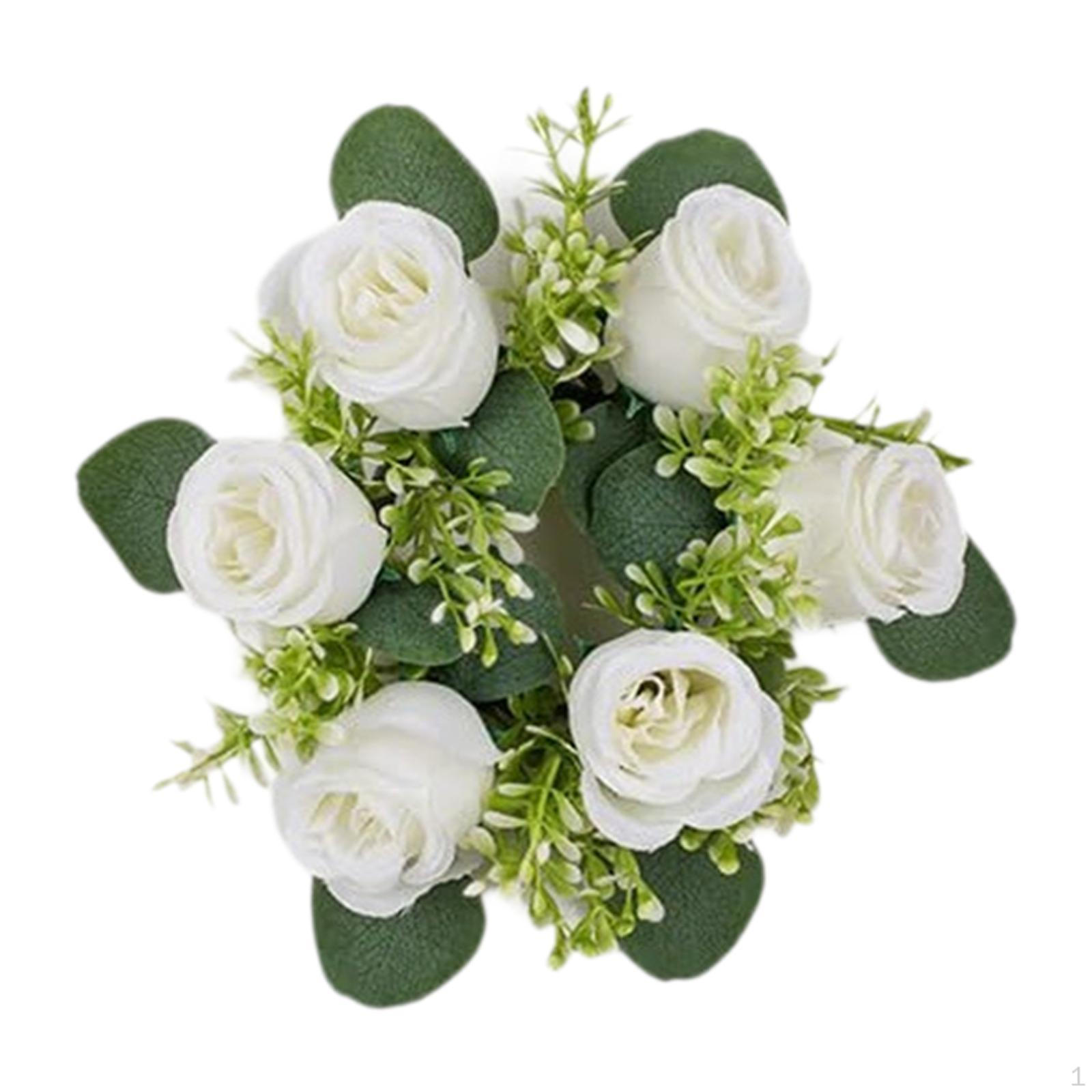 

Artificial Floral Candle Ring Faux Flower Tea Light Table White