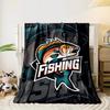 A vibrant fish illustration with "FISHING" text in bold, dynamic style. for all seasons blanket lunch break throw gift