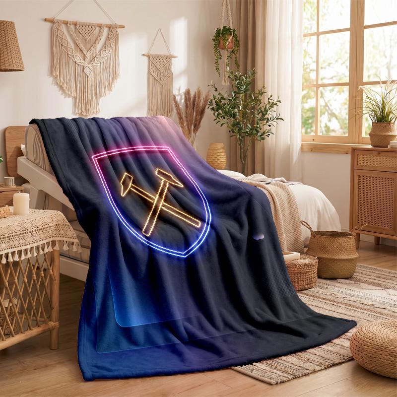 Coperta in Flanella con Stampa West Ham United Calcio Morbida Calda Coperta da Divano Letto per Casa Ufficio Camera da Letto