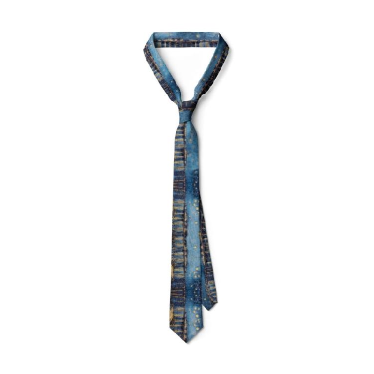 Fashionable Vintage  Oil Painting Print Tie For Men and Women Silk Fabric Comfortable Long Tie 13 Unique Patterns