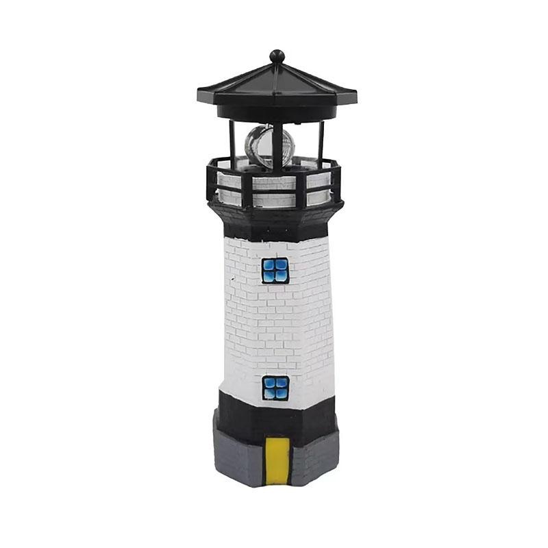 Lighthouse Shape Solar LED Light Garden Fence Yard Outdoor Adornment Smart Sensor Beacon Rotating Lamp Solar Light Decor