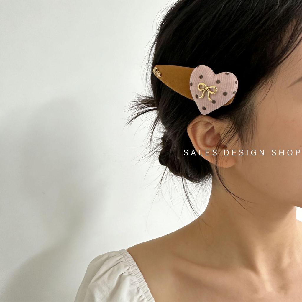 Koreanische Herz-Pünktchen-Schleife Haarspange - Vielseitige Dreieck BB-Klammer für Pony