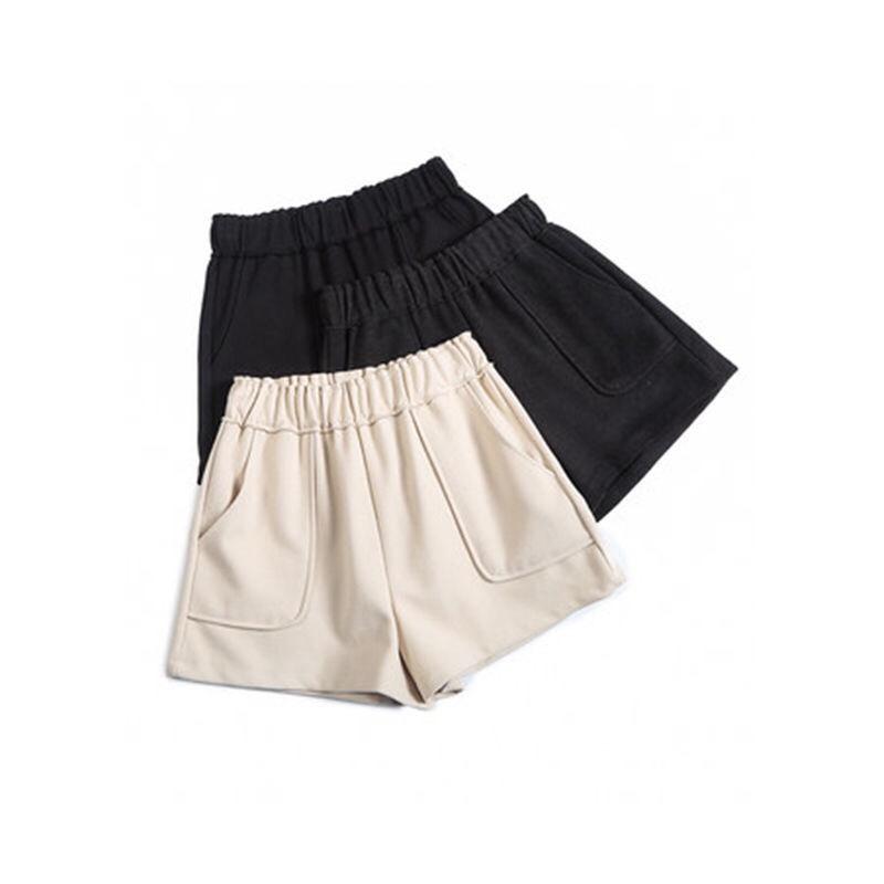 Women's High-Waist Wide-Leg Woolen Shorts - Versatile Winter Layering Pants for Plus Size