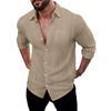 Spring/Autumn New Arrival Shirt Long-sleeved Collared Breathable Casual Men's Linen Pocket Shirt