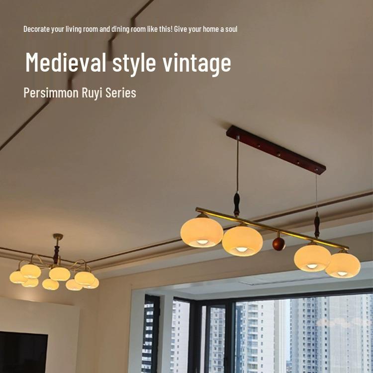 Wabi-Sabi Vintage Solid Wood Chandelier for Dining, Study, and Bedroom